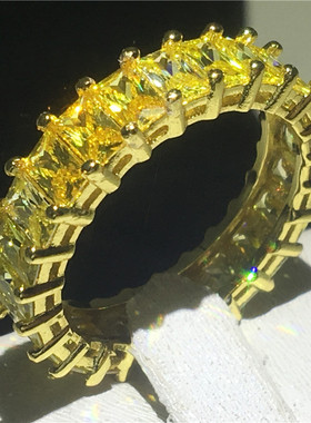 Luxury Eternity Promise ring White Gold Filled Princess cut