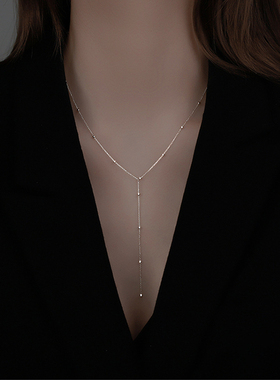 925 Sterling Silver Round Bead Tassel Necklace New Female