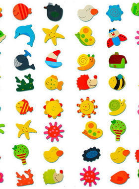 12pcs Novelty Animals Wooden Cartoon Fridge Magnet Sticker