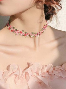 Korean Sweet Flower Lace Choker Necklace for Women Girls