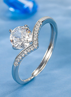 925 Sterling Silver Open Ring CZ Simulated Stackable Ring