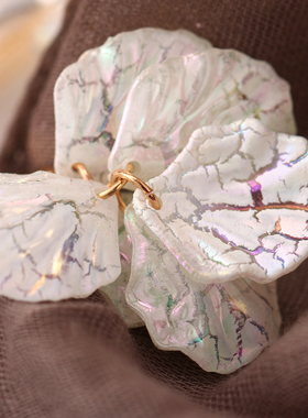 Korean White Acrylic Flower Petal Drop Earrings For Women's