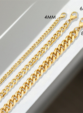 gold color Cuba chain charm bracelets for women Stainless