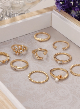 IFMIA Vintage Moon Star Rings for Women's Anillos Mujer