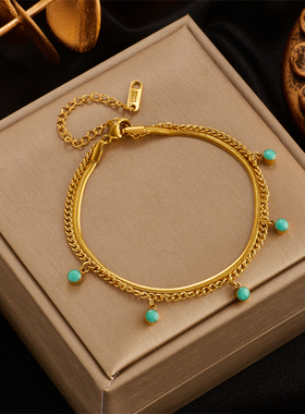 2023 316 Stainless Steel Vintage Green Stone Heart Tassel