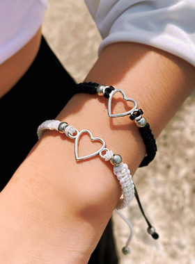 Love Heart Couple Bracelet for Lover Women Men Hand Crafted