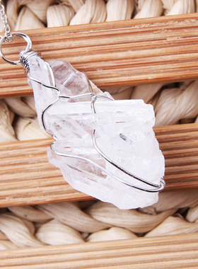 Natural DIY Gem Stones Clear Crystal Fluorite Necklaces&Pen