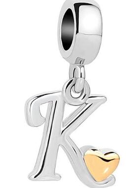 2022 New Classic Charm Letter A-Z Crystal Pendant Bead Fit
