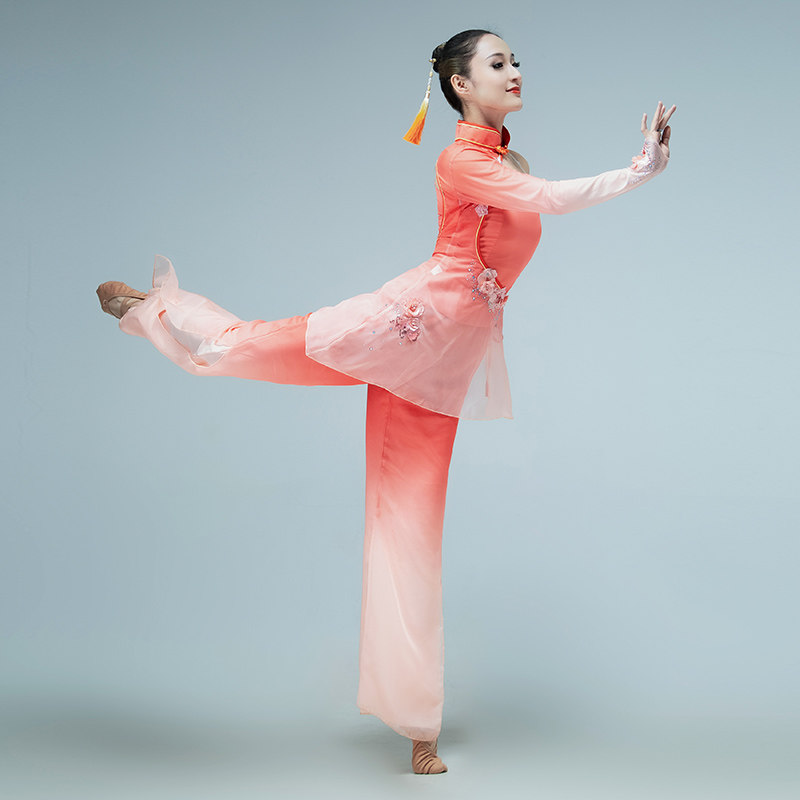 胶州秧歌舞蹈服古典舞飘逸演出服中国风舞艺考训练服扇子