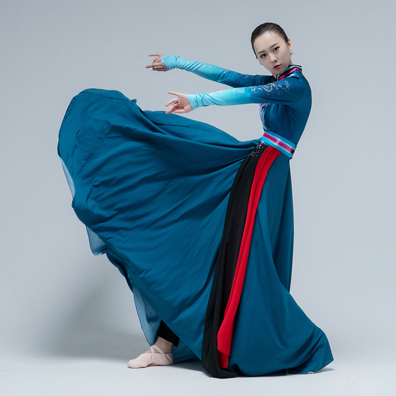 舞裁缝旗舰店舞裁缝民族舞蹈鸿雁蒙古服装艺考大裙摆女现代连衣裙表演服3