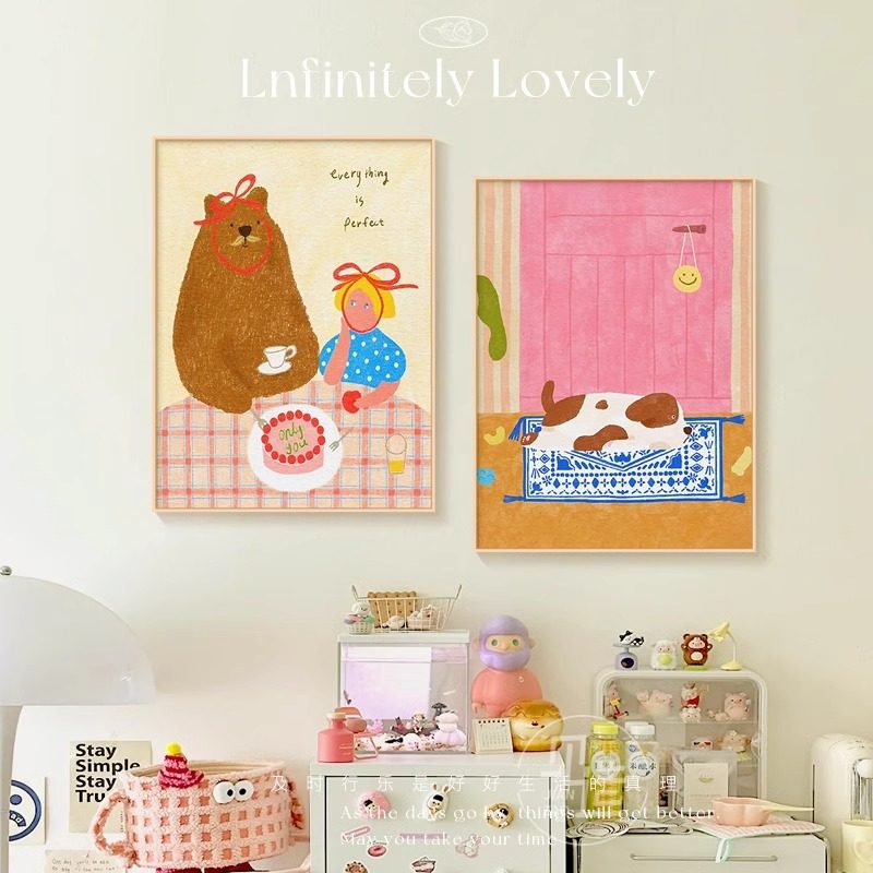 多巴胺ins风客厅沙发背景墙挂画餐厅桌面摆画治愈系儿童房装饰画,淘宝优惠券,粉丝福利购,淘宝优惠卷