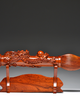 花梨雕刻大笔进财摆件中式实木根雕文昌笔红N木家居书房装饰工艺