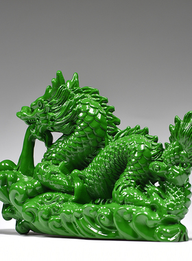 实木雕刻青龙摆件补角装饰工艺品