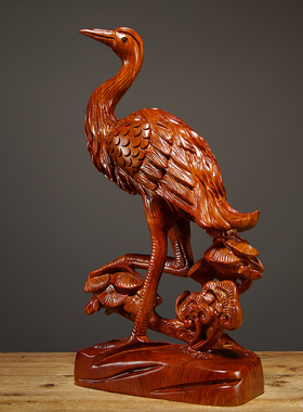 松鹤延年家居客厅红木贺寿工艺品