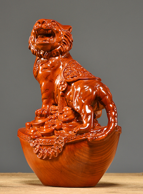 花梨木雕老虎实木十二生肖动物虎家居客厅办公室桌面装饰礼品