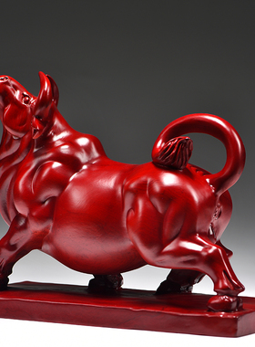 花梨牛摆件实木牛气冲天开业礼品
