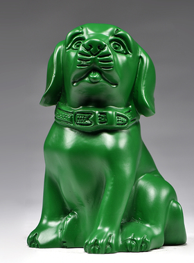 实木十二生肖狗绿色红木工艺品