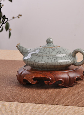 听物新中式盆景茶壶佛像加高木托