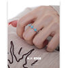 Fresh blue flower ring for women, light luxury, retro temperament, fashionable and versatile, high-end index finger ring jewelry wholesale
