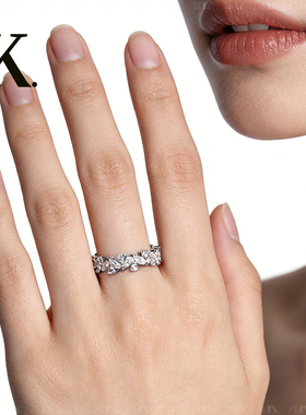 K.森系花环纯银小众女士戒指