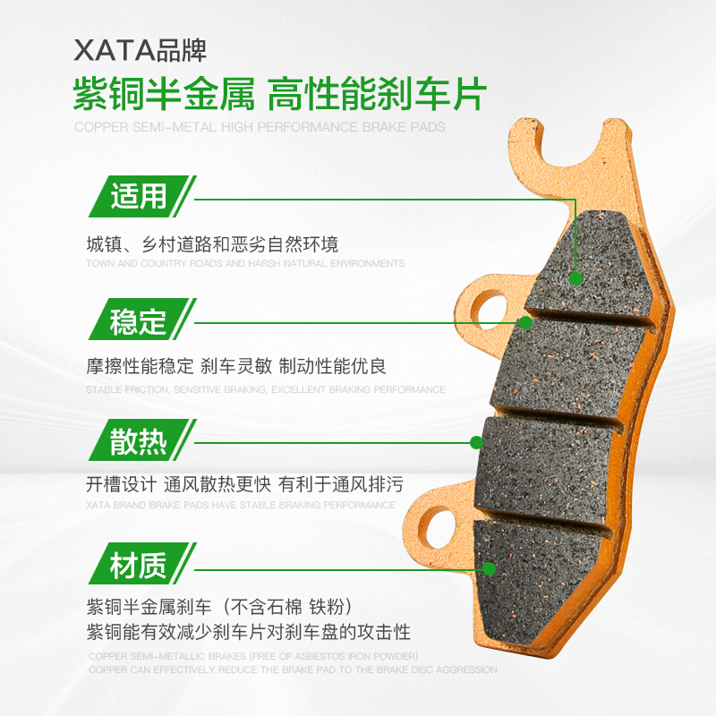 XATA半金属刹车片 力帆KPS150/200/250 KPR150 KPM150/200碟刹皮 - 图1