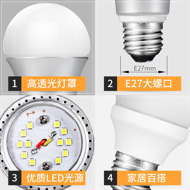 佛山照明 led灯泡E27螺口e14W7W10W13w55W大功率暖白黄超亮节能灯 - 图1