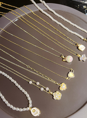 韩国ins风轻奢珍珠钛钢项链女百