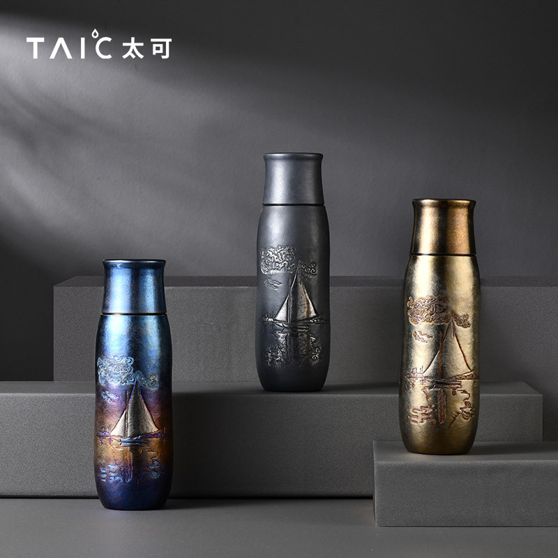 TAIC太可纯钛保温杯送领导轻奢高档水杯手工錾刻钛艺焖茶杯390ml,淘宝优惠券,粉丝福利购,淘宝优惠卷