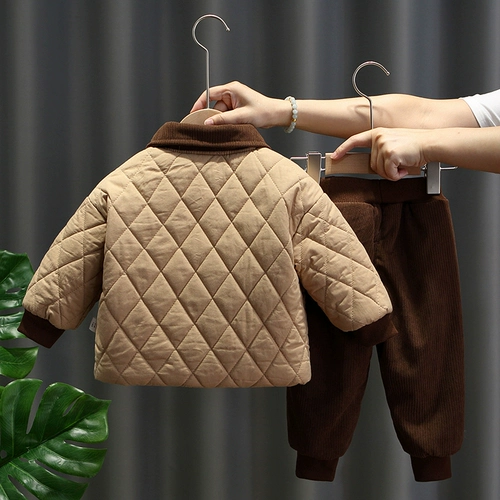 Утепленный детский комплект для мальчиков для раннего возраста, пуховик, детская одежда, в корейском стиле, увеличенная толщина, в западном стиле