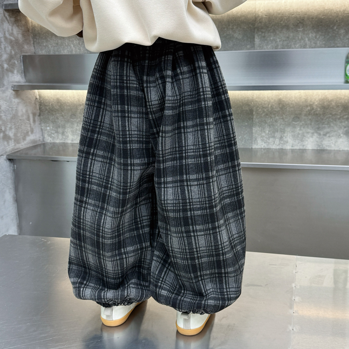 男童冬季格子裤2025新款儿童加绒束脚裤宝宝洋气时髦冬装休闲卫裤,淘宝优惠券,粉丝福利购,淘宝优惠卷