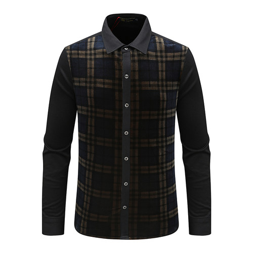 AB1426邦纳男春秋稍厚长袖衬衫 休闲商务上衣 黑褐色 时尚都市 - 图3