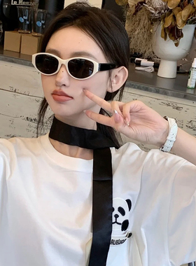 新款复古白色偏光猫眼墨镜女
