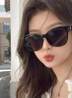 防紫外线黑色大圆猫眼墨镜女