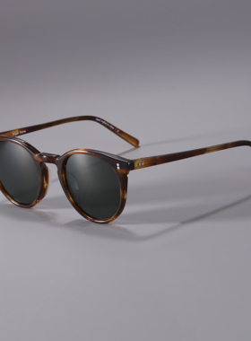 小脸男圆形复古偏光太阳镜