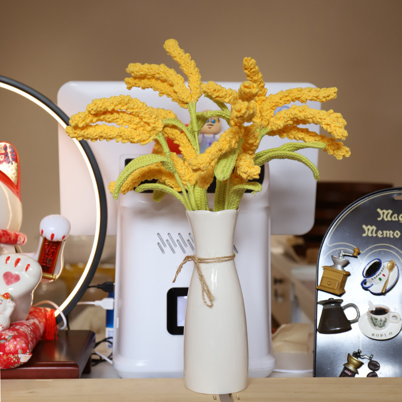 手工DIY编织黄金麦穗钩针假花毛线仿真大麦花束自制开业招财礼物,淘宝优惠券,粉丝福利购,淘宝优惠卷