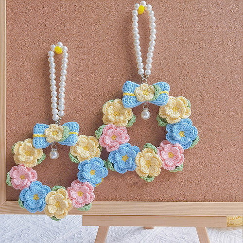 手工编织DIY毛线花环挂件材料包小花车挂钩织自制送女朋友520礼物 - 图3