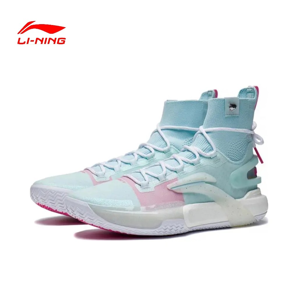 LiNing李宁 闪击9网布防滑耐磨 高帮 篮球鞋 男款浅蓝色ABAT013-1,淘宝优惠券,粉丝福利购,淘宝优惠卷