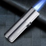 Надувные легкие зажигалки Жапон Чжунбон Творческий ветрозащитный ветрозащитный ветер Три головы прямо в синий пламя песчаного колеса личность газовой сигары