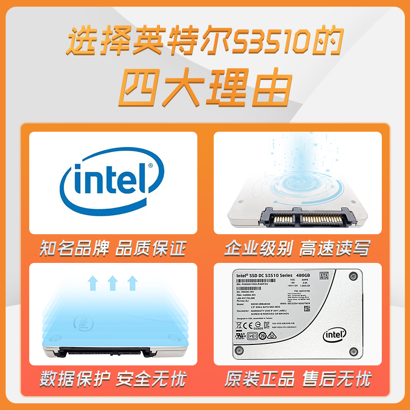 Intel/英特尔S3510 480G 全新 企业级MLC固态硬盘 HP 戴尔 零售版 - 图1