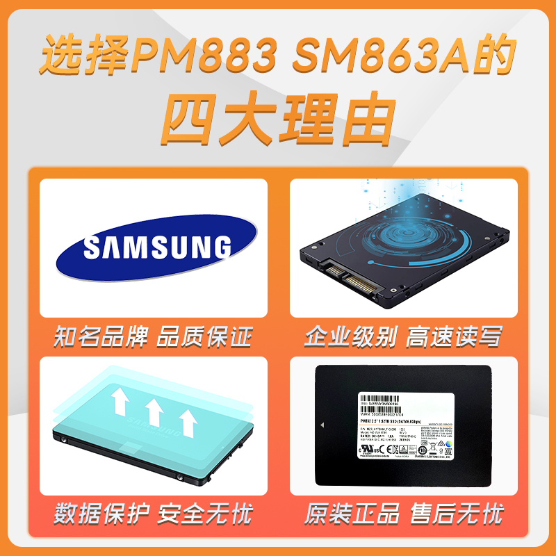 Samsung/三星 PM883 1.92T 企业级固态硬盘 SSD SATA服务器SM863A - 图1