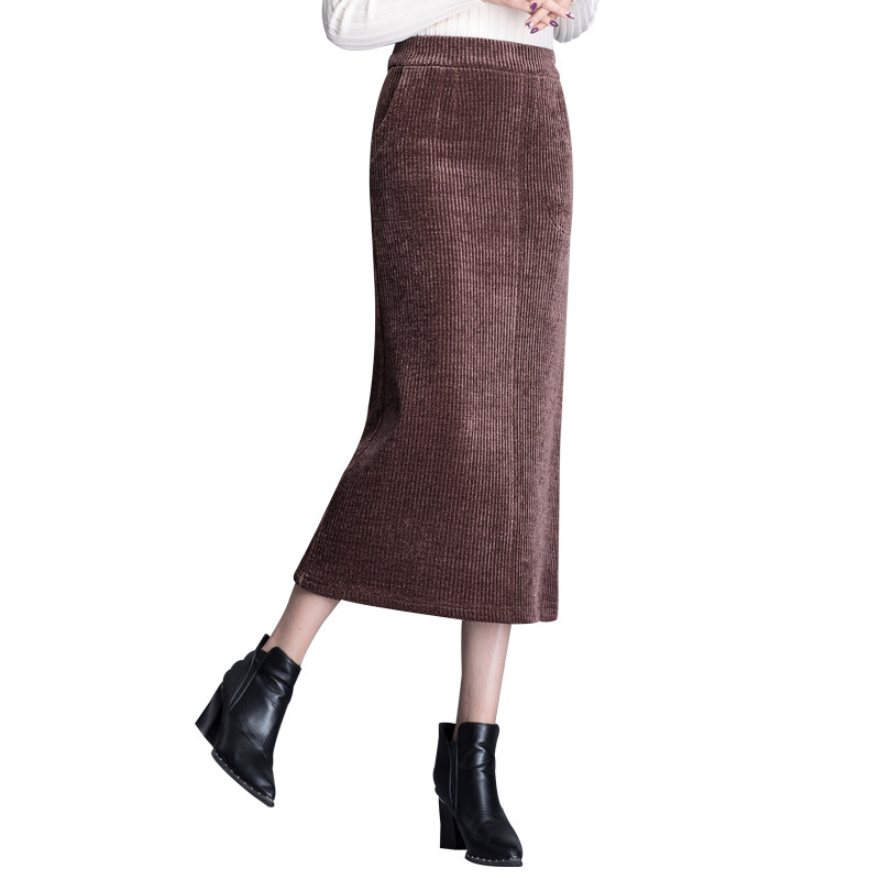 加厚雪尼尔新款长裙筒裙长款半身裙 都市慧慧半身裙
