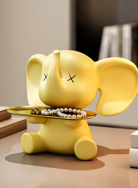 吉祥小象金属托盘玄关柜收纳摆件