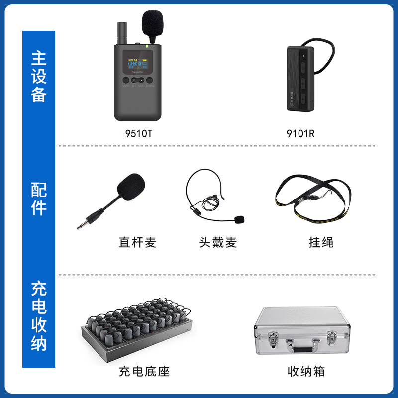 无线导游讲解器一对多教学培训政府会议工厂参观接待景区景点导游带团旅游讲解比西特813R超长待机讲解器厂家 - 图1