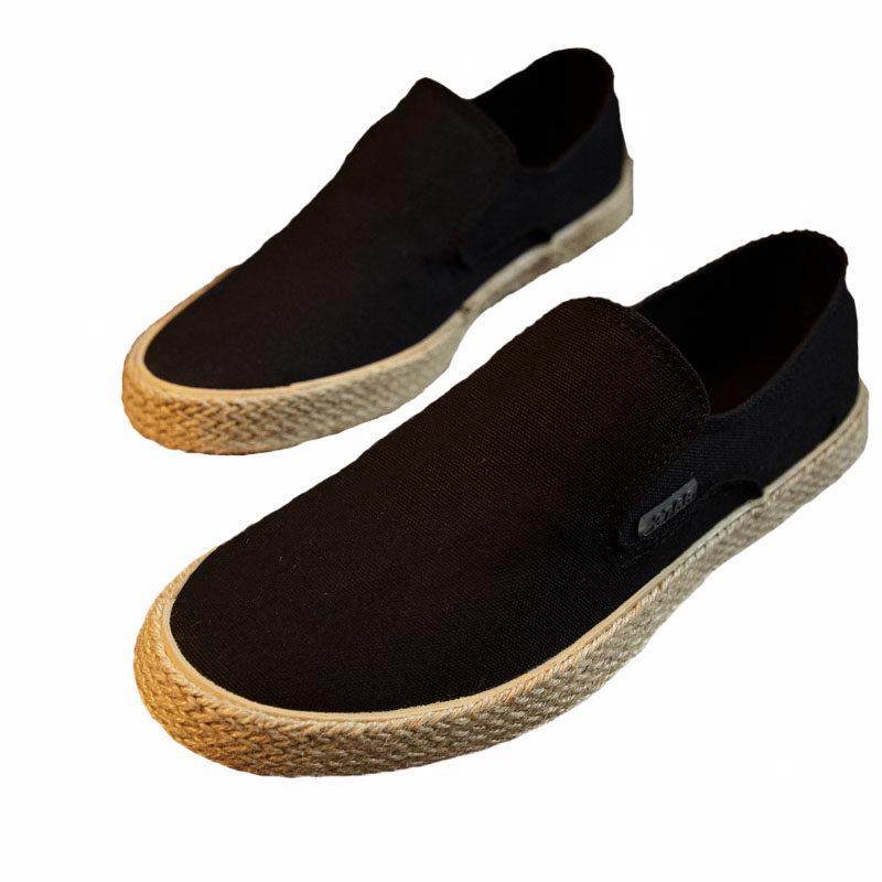 2025春季透气帆布鞋男韩版休闲耐磨板鞋草编潮鞋一脚蹬懒人布鞋男,淘宝优惠券,粉丝福利购,淘宝优惠卷