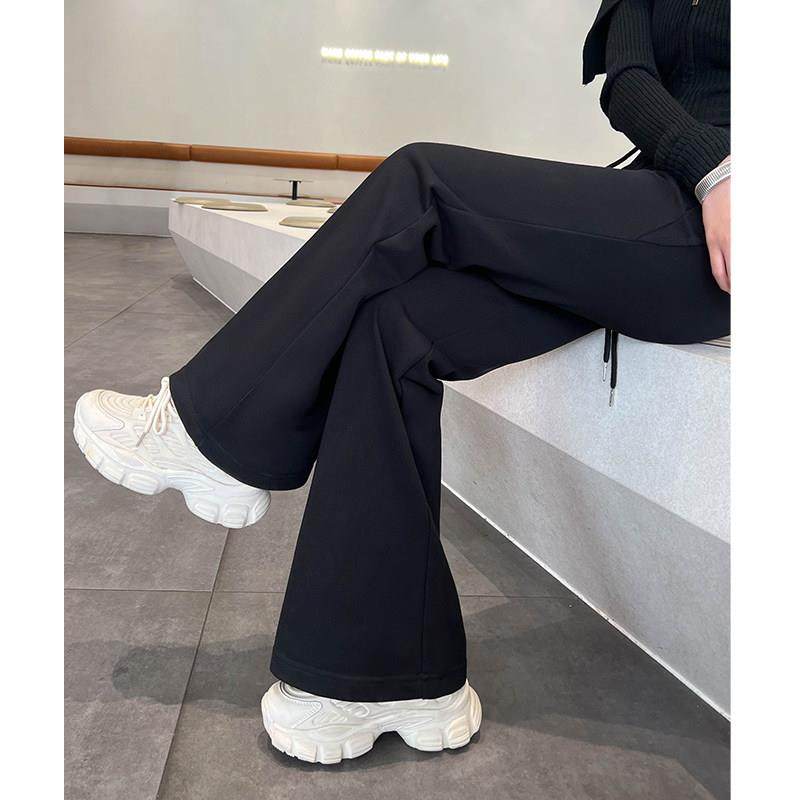 白色喇叭裤女2025春季新款美式抽绳运动休闲显瘦卫裤直筒微喇叭裤,淘宝优惠券,粉丝福利购,淘宝优惠卷