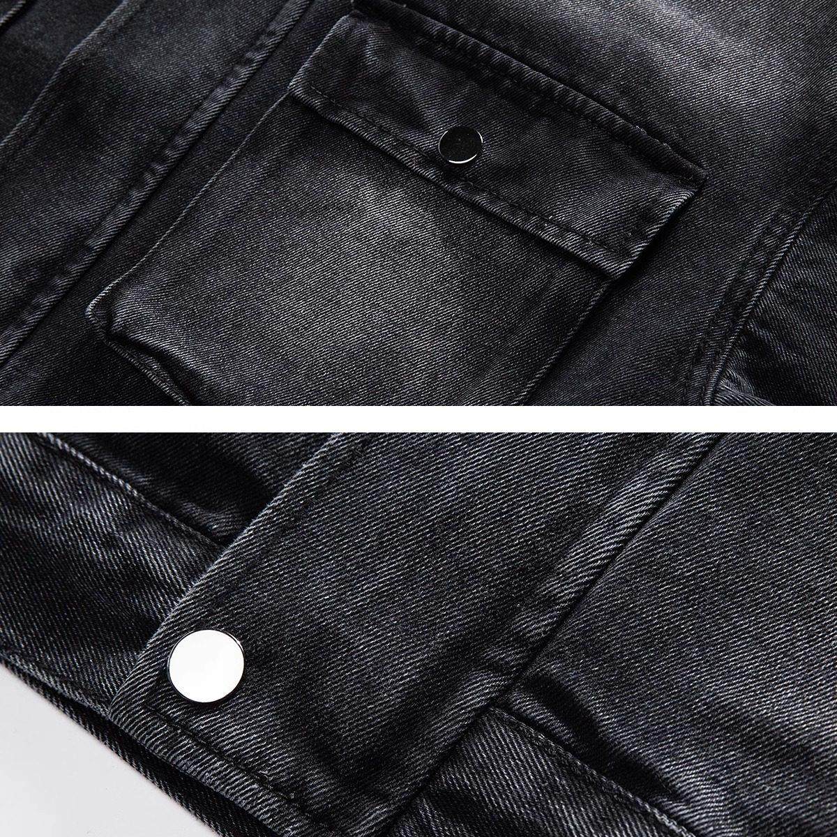 it Afternnaths潮牌黑色牛仔外套男秋冬高级感多口袋大码工装夹克,淘宝优惠券,粉丝福利购,淘宝优惠卷