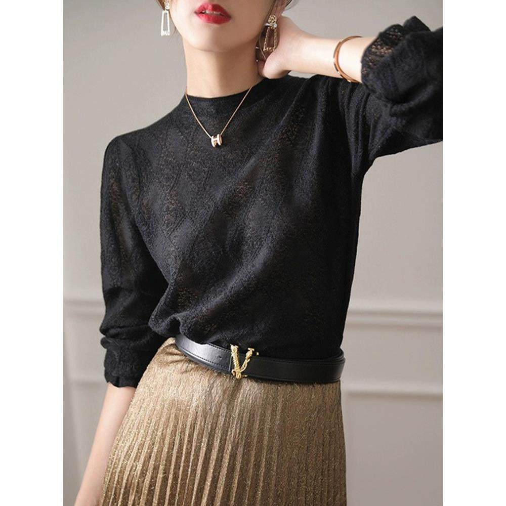 镂空针织衫女春秋2025年新款内搭设计感小众小香风喇叭袖薄款上衣,淘宝优惠券,粉丝福利购,淘宝优惠卷