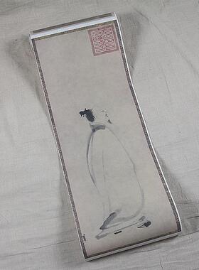 :1宋画复制品梁楷李白吟行图六祖截竹图泼墨仙人图合卷3s0x199cm