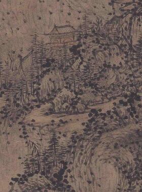 :1元王蒙煮茶图纸本设色中Y国古代国画名画茶馆茶楼立轴挂画临摹