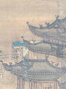 :1袁江汉宫秋月界画工笔画山水y画国画古代名画复制品客厅装饰画